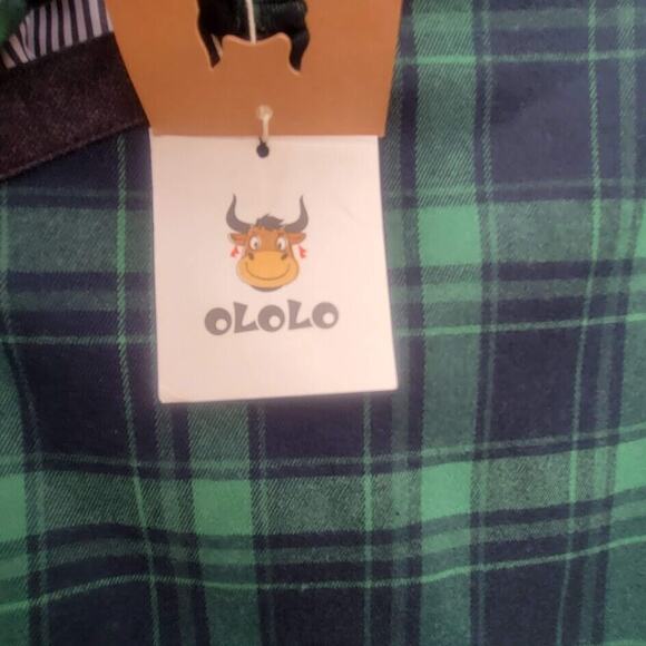 OLOLO Green &Blue Side Button Lined Flannel Top Size S - Picture 11 of 11